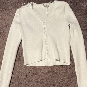 Women's light mint Ribbed V-Neck Cardigan